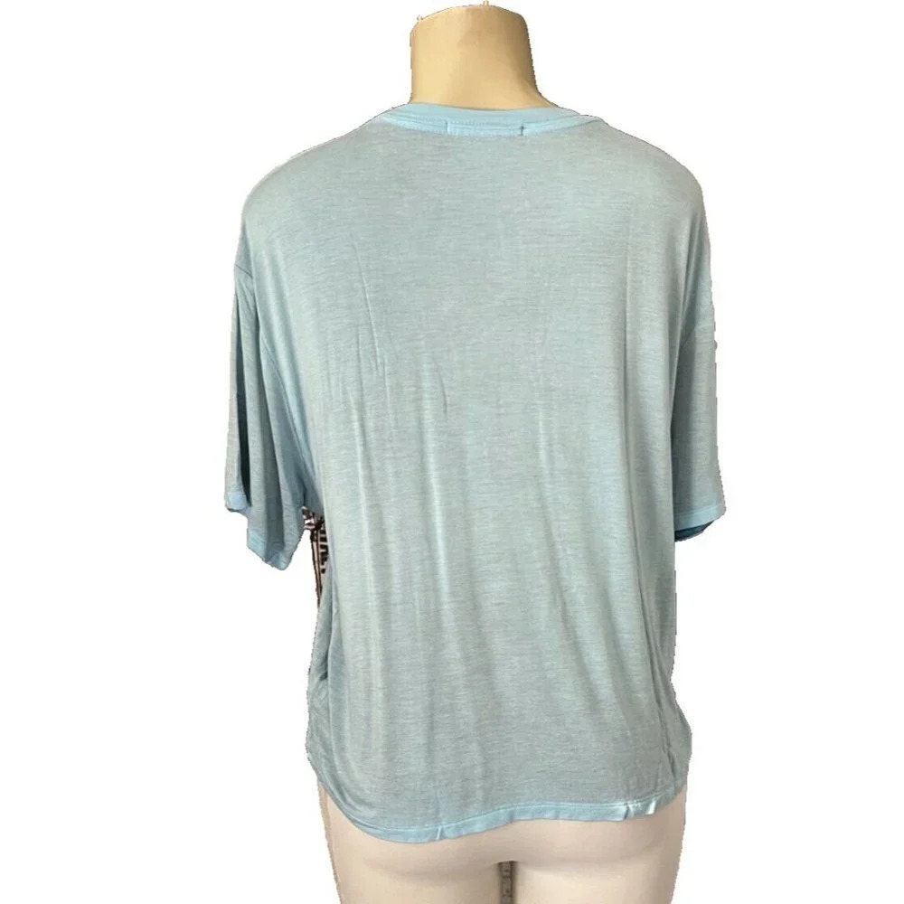 Rock & Roll Cowgirl XL Baby Blue Rodeo Graphic Crew Neck Short Sleeve Crop Tee - Picture 4 of 6